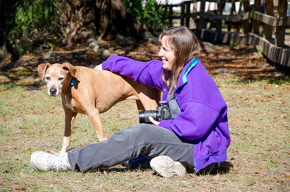 Dog, Dolly, hanging with photographer owner