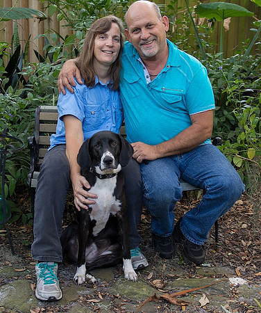 Family portrait with our dog, Abby