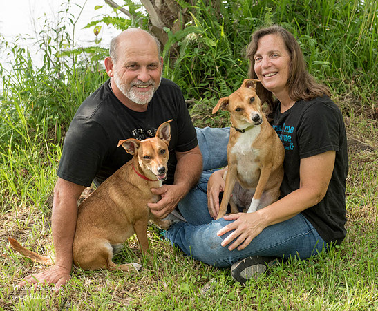 Family portrait with our dogs,  Rue and Ollie