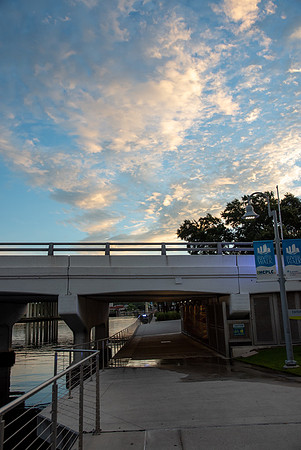Tampa's riverwalk at sunrise